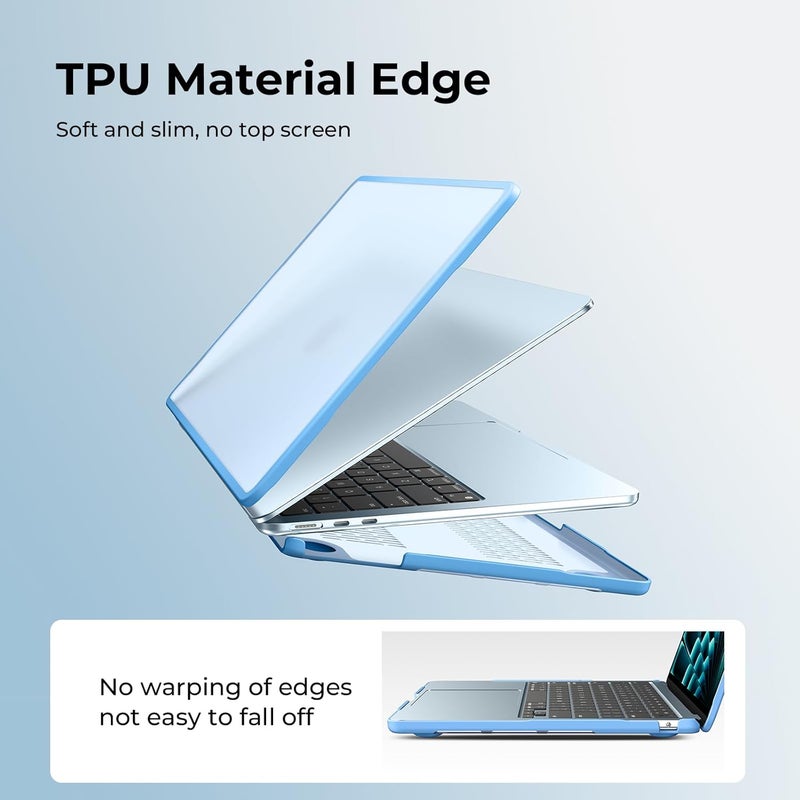 BlueSwan Anti-Cracking Hard Shell Case Compatible with MacBook Air 13 inch M4 M3 M2 2026 2025-2022 A3240 A3113 A2681, Drop Protection Soft TPU Bumper PC Base for Air 13.6 inch, Frosted Sky Blue - Image 4